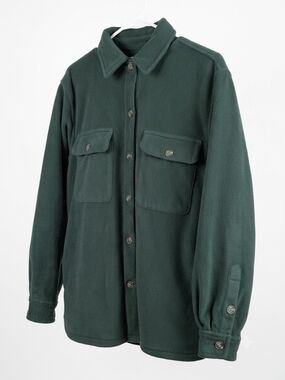 FAIR Forest Green Fleece Shacket Button Up Shirt Jacket (Men's Small)